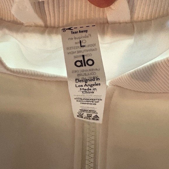 Alo Yoga Prizewinner Cropped Bomber Jacket | Bone Ivory | Size L - Picture 11 of 15